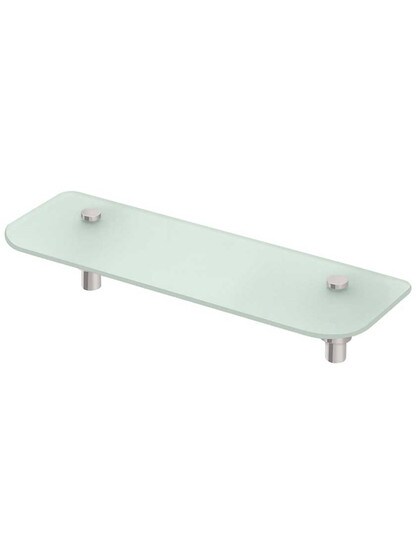 Sobe 15 3/4 inch Frosted-Glass Bathroom Shelf in Satin Nickel.